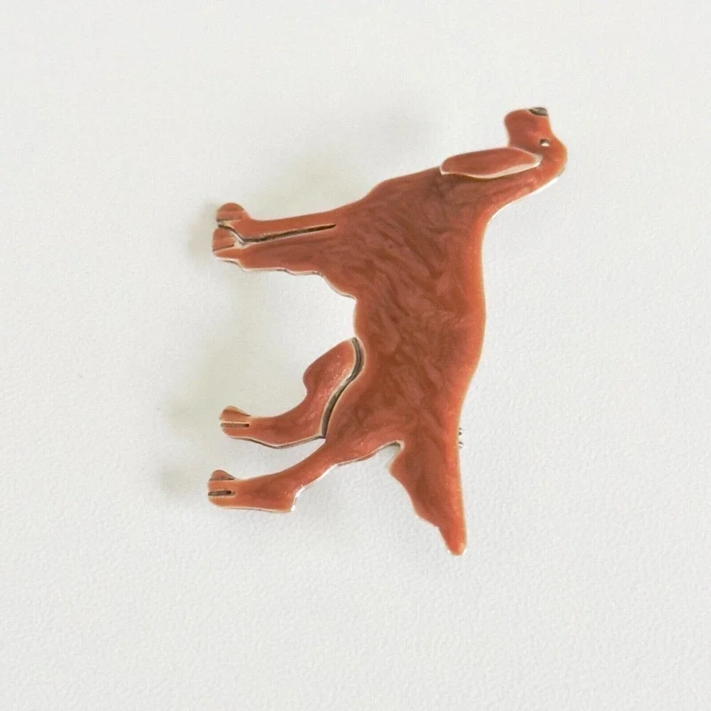 Anne & Jane Vintage 925 Sterling Silver Enameled Dog Irish Setter Brooch Pin